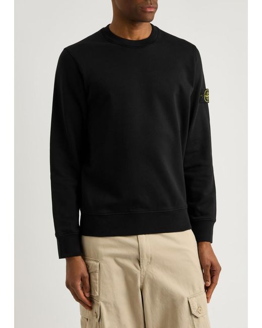 Stone Island Black Logo Cotton Sweatshirt for men