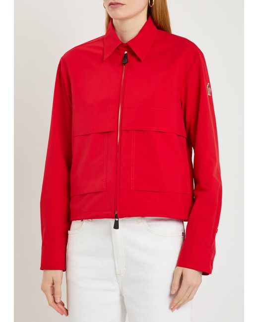 Moncler Red Logo-Appliquéd Cropped Shell Overshirt