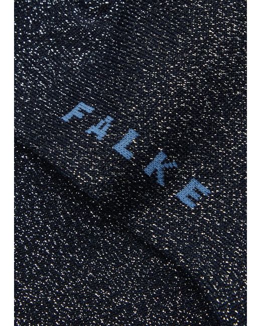 Falke Black Shiny Metallic-weave Socks