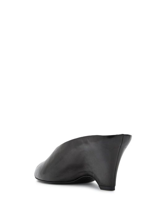 Khaite Black Cloak 75 Peep-Toe Leather Mules