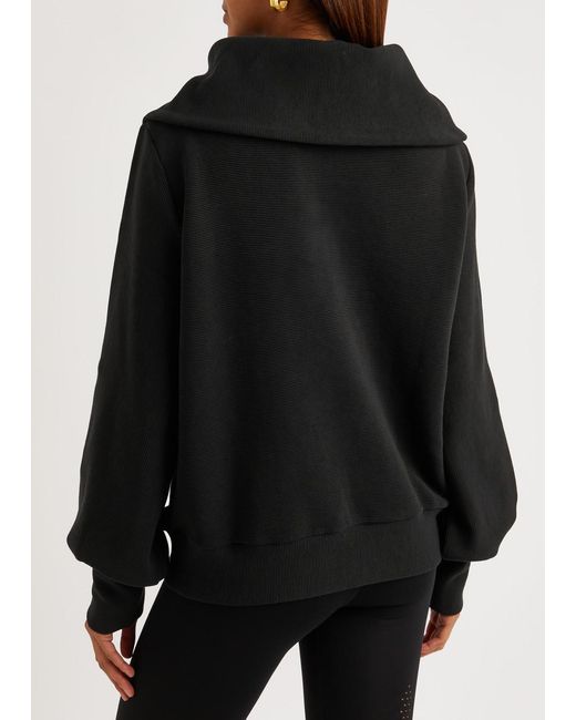 Varley Black Vine Ribbed Stretch-Cotton Half-Zip Sweatshirt