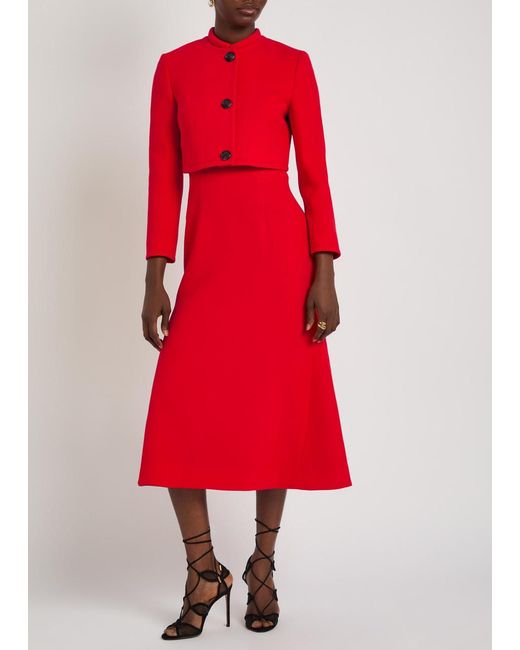 Emilia Wickstead Red Lizette Wool-Crepe Cropped Jacket
