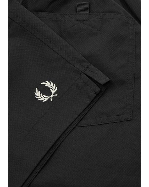 Fred Perry Black Logo-Embroidered Shell Swim Shorts for men