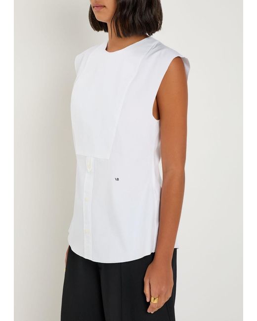 Victoria Beckham White Panelled Cotton-Poplin Shirt