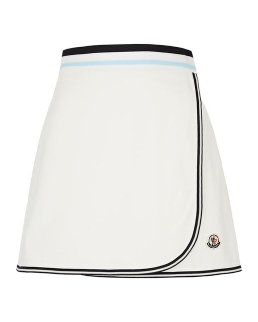 Moncler White Wrap-effect Cotton Mini Skirt