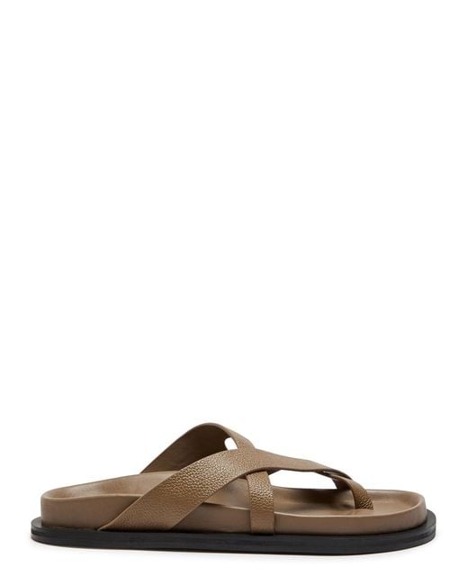 A.Emery Brown Claude Grained Leather Sandals