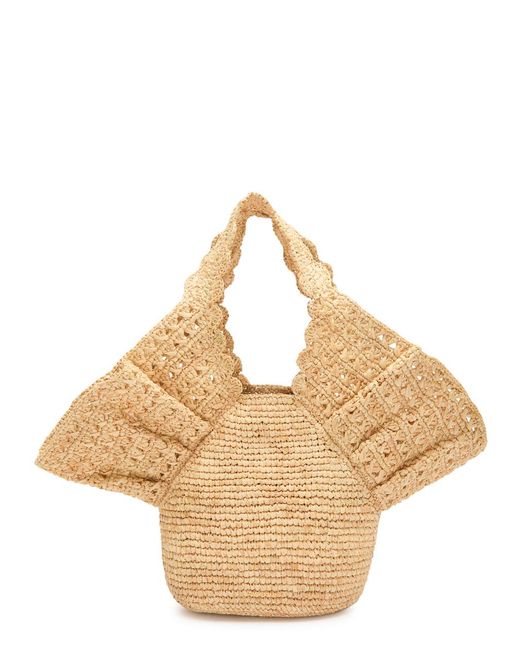 Zimmermann Natural Ruffled Raffia Bucket Bag