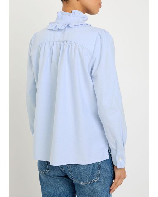 Citizens of Humanity Blue Calista Ruffle Cotton Blouse