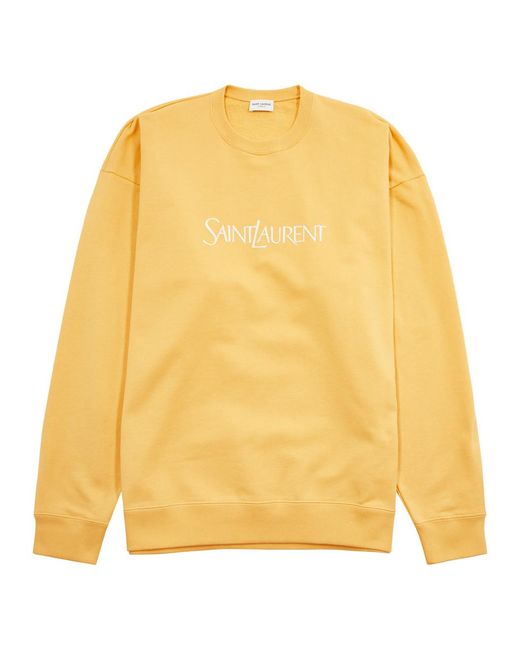 Saint Laurent Yellow Logo-Embroidered Cotton Sweatshirt for men