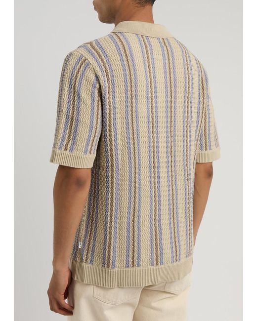 NN07 White Jackie Striped Knitted Shirt for men