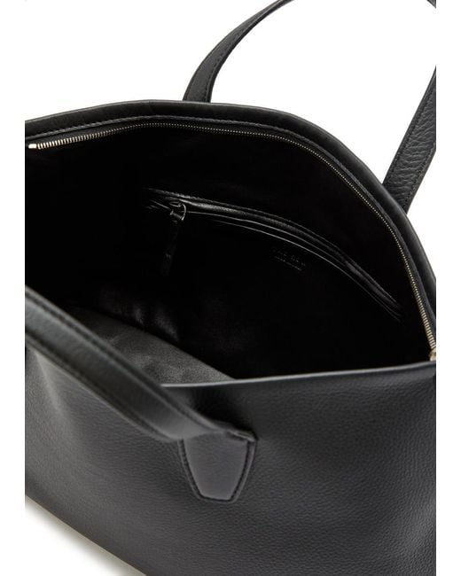 The Row Black Marcel Grained Leather Tote