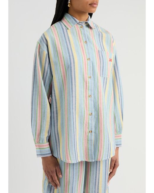 Damson Madder Blue Skyla Striped Cotton-Blend Shirt