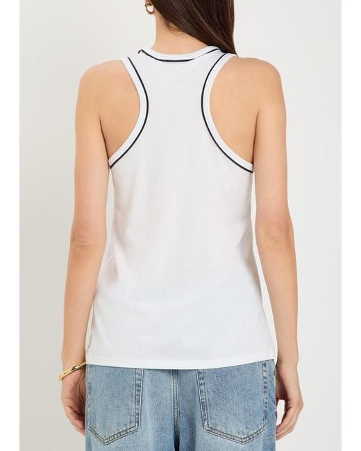 FRAME Black The Ringer Pipe-Trim Cotton Tank Top