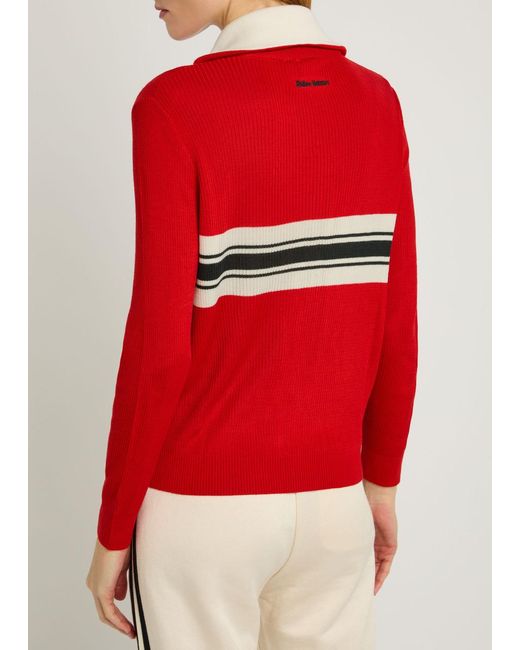 Wales Bonner Red Adidas X Stripe-Intarsia Knit Cardigan