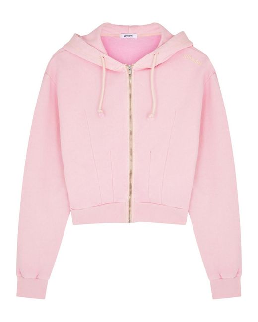 GIMAGUAS Pink Logo Hooded Cotton Sweatshirt