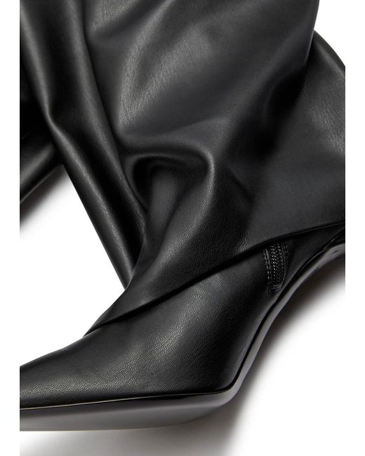 The Attico Black Robin 95 Gathered Over-The-Knee Boots