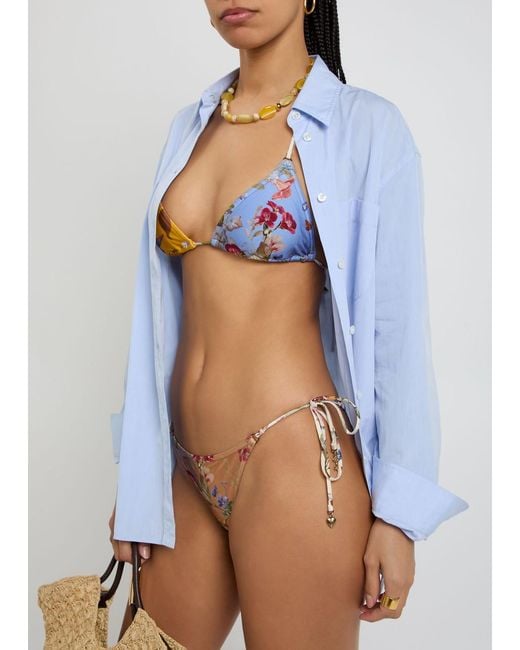Zimmermann White Patience Spliced Printed Bikini