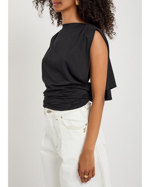 Jacquemus Black Le Marcel Moisson Open-Back Paper-Blend Top