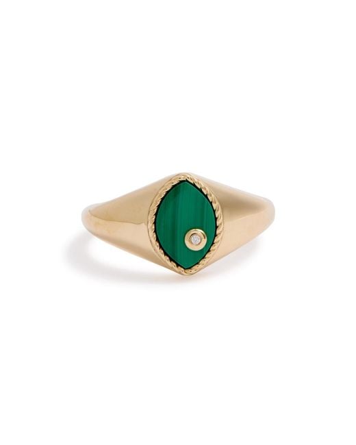 Yvonne Léon Green Baby Chevalière Marquise 9Kt Pinky Ring