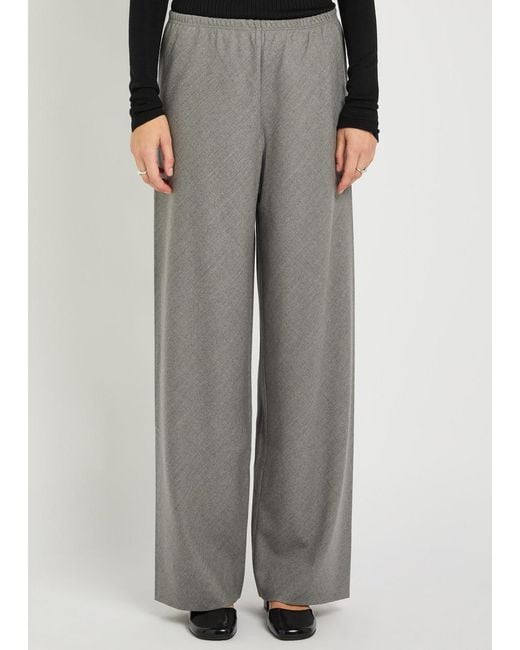 Maria McManus Gray Straight-Leg Stretch-Wool Trousers