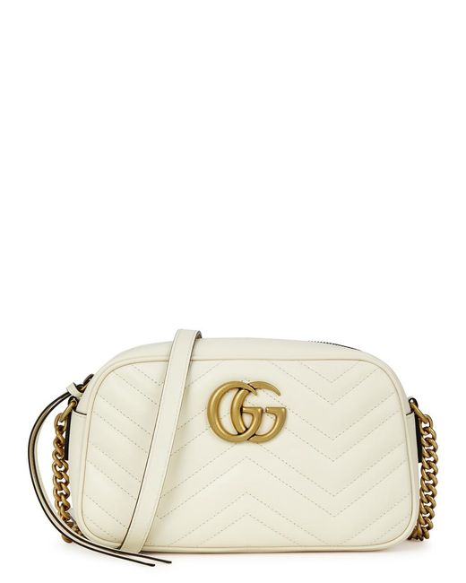 Gucci Natural Gg Marmont Small Leather Cross-Body Bag