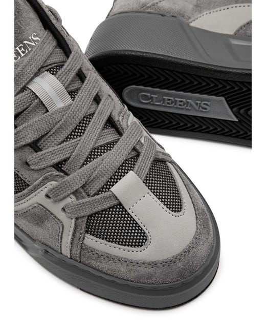 Cleens Gray Essential Skate Panelled Sneakers for men