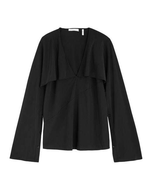 Helmut Lang Black Silk Crepe De Chine Blouse