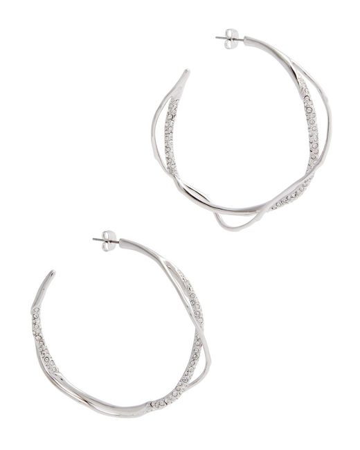 Alexis White Intertwined Embellished Hoop Earrings