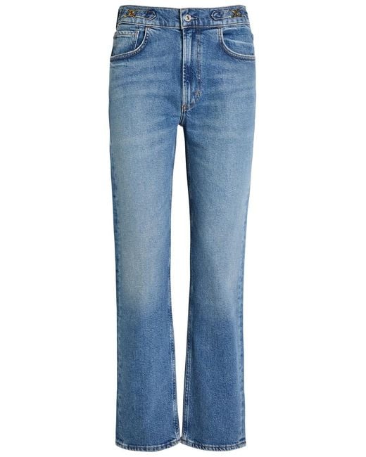 Citizens of Humanity Blue Blaine Horsebit-Embellished Slim Straight-Leg Jeans
