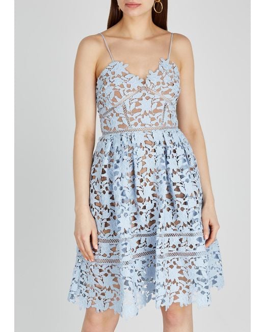 Self-Portrait Azalea Floral Guipure-lace Dress in Blue | Lyst Self-Portrait Azalea Floral Guipure-lace Dress in Blue | Lyst
