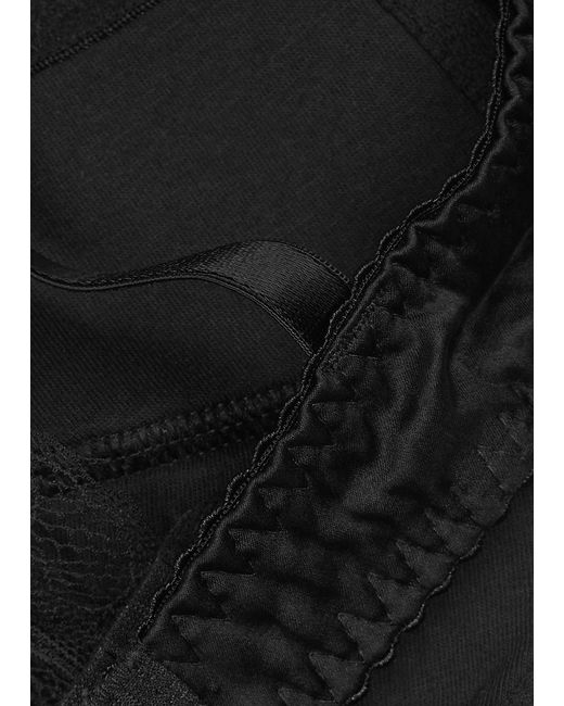 Fleur Of England Black Signature Silk-Blend Plunge Bra