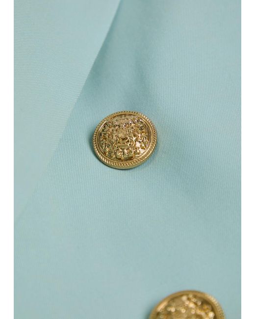 Alice + Olivia Blue Sable Double-Breasted Cropped Blazer
