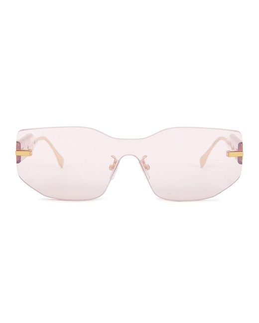 Fendi Pink Graphy Rimless Shield Sunglasses