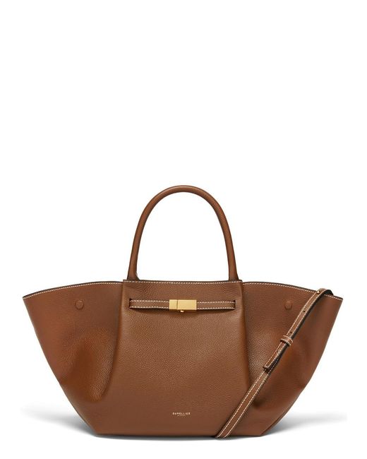 DeMellier London Brown The New York Midi Grained Leather Tote