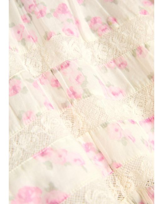 LoveShackFancy Natural Alonna Floral-Print Cotton Mini Dress