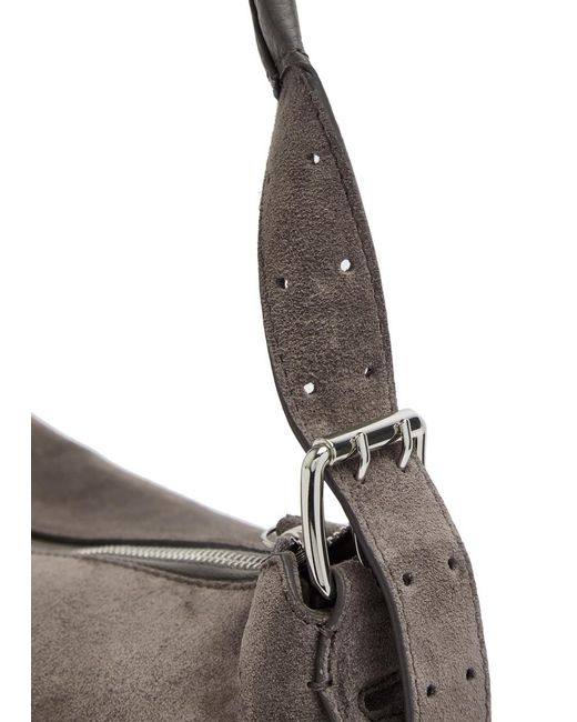 Lemaire Brown Belted Baguette Suede Shoulder Bag