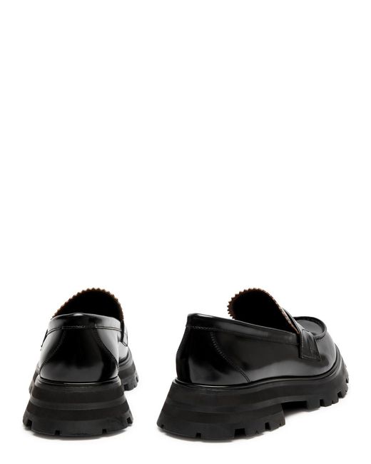 Alexander McQueen Black Wander Glossed Leather Penny Loafers