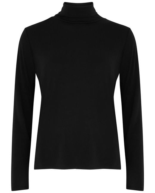 Eileen Fisher Black Roll-neck Silk-jersey Top