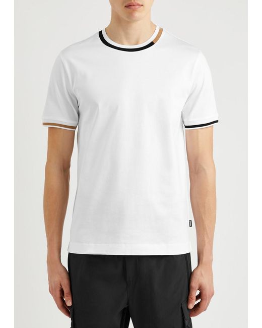Boss White Thompson Cotton T-Shirt for men