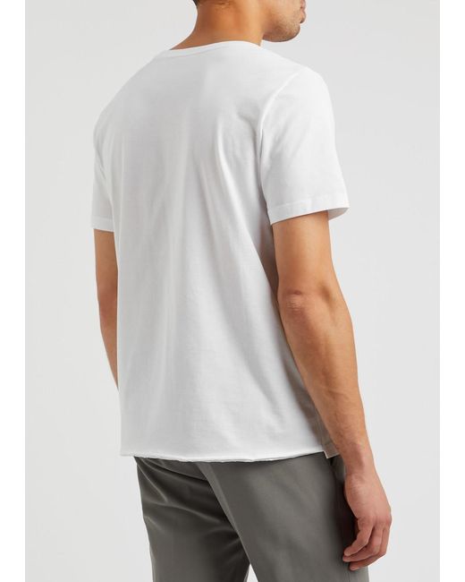 Saint Laurent White Logo-print Cotton T-shirt for men