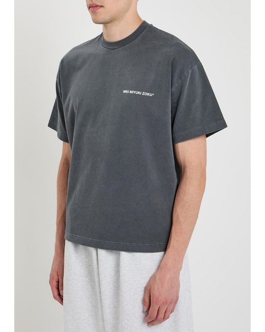 MKI Miyuki-Zoku Gray Uniform Logo-Print Cotton T-Shirt for men