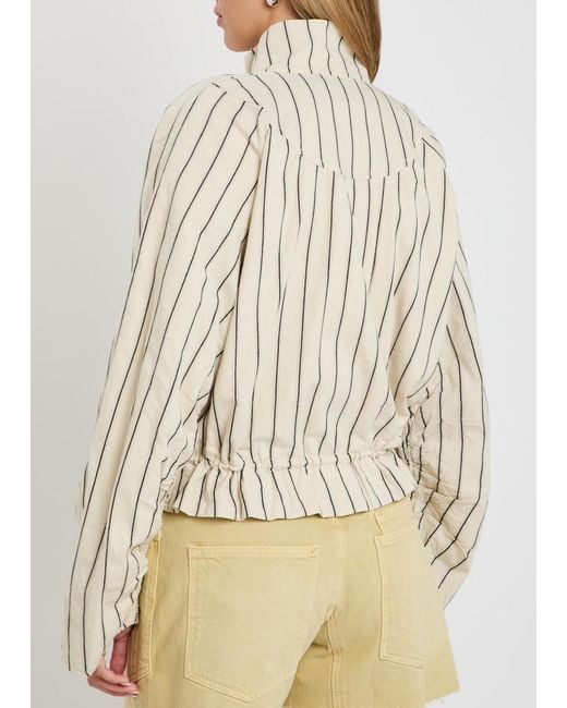 Free People Natural Devon Balloon Striped Cotton Jacket
