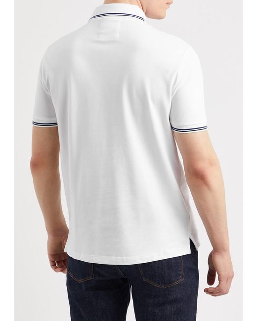 Emporio Armani White Logo Piqué Stretch-cotton Polo Shirt for men