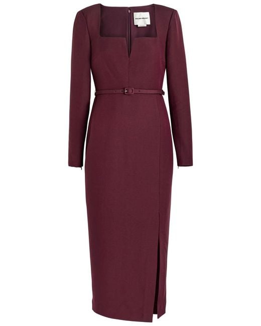 Roland Mouret Purple Cutout Wool And Silk-Blend Midi Dress
