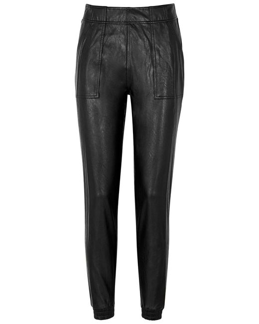 Spanx Gray Faux Stretch-Leather Sweatpants