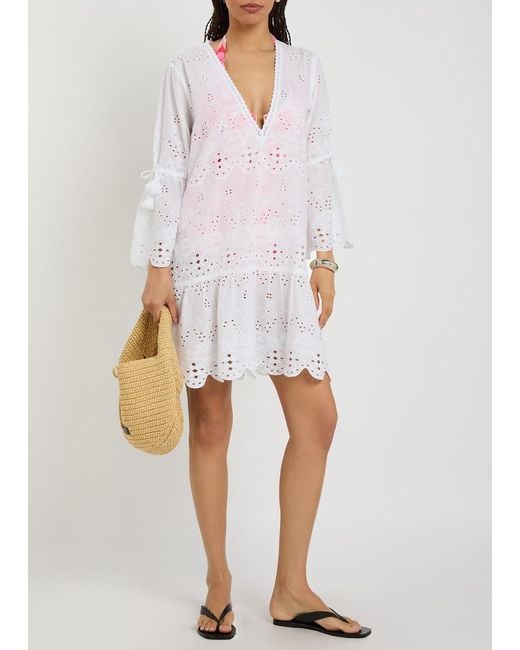 Melissa Odabash White May Embroidered Cotton Mini Dress