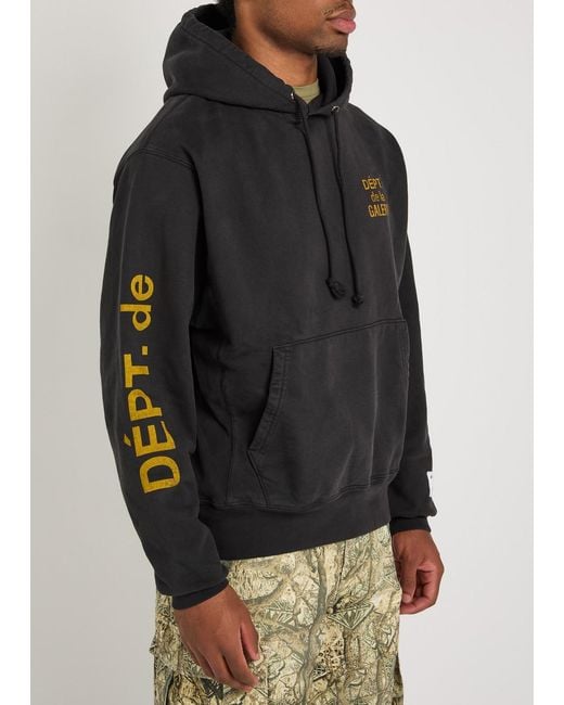 GALLERY DEPT. Black Printed Hooded Cotton Sweatshirt for men