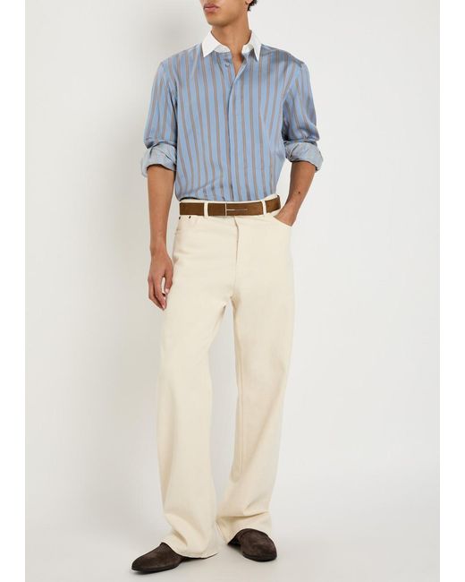 Tom Ford Blue Striped Silk Shirt for men