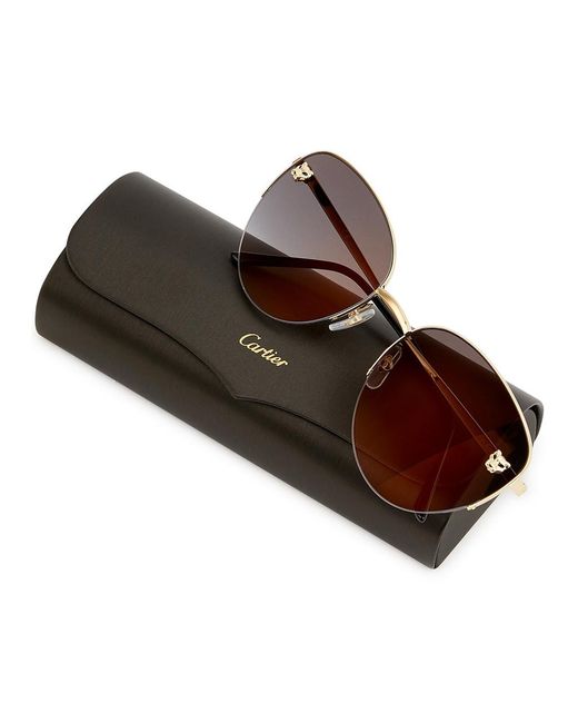 Cartier Brown Panthère De Tone Oval Frames, Sunglasses, Acetate