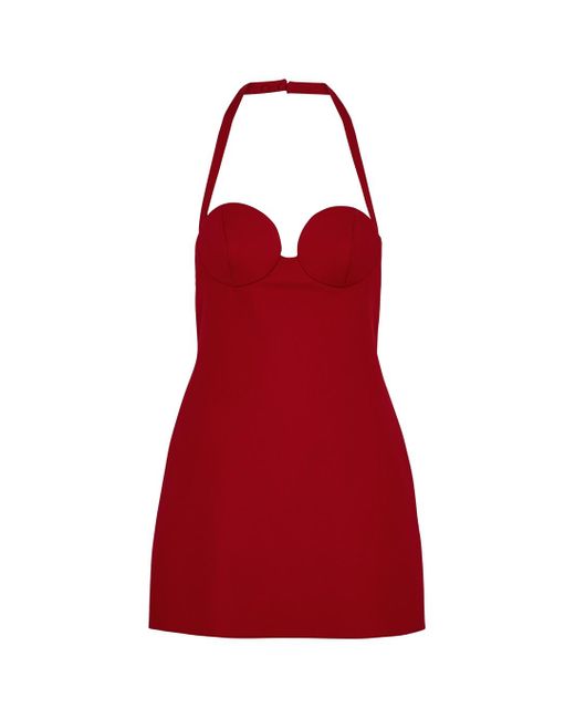 Magda Butrym Halterneck Wool Mini Dress in Red | Lyst